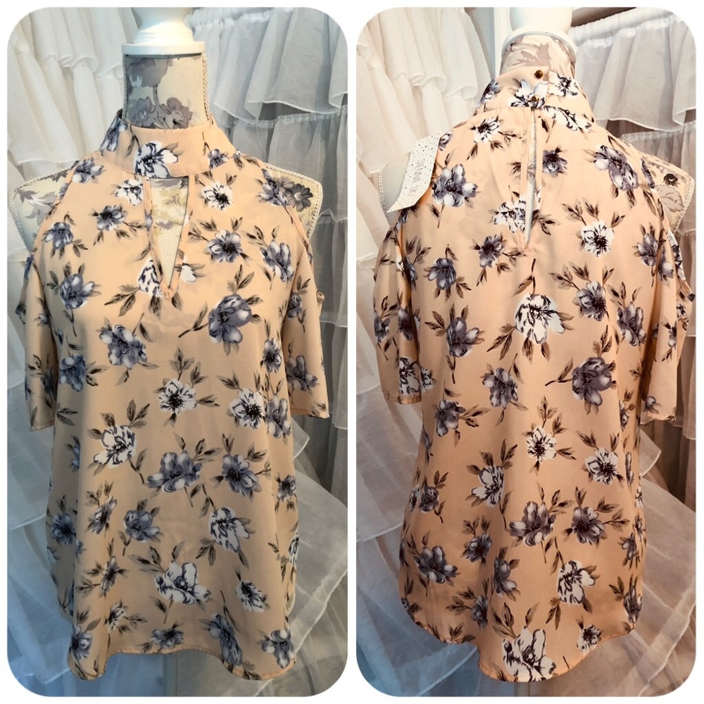 Cold shoulder floral top